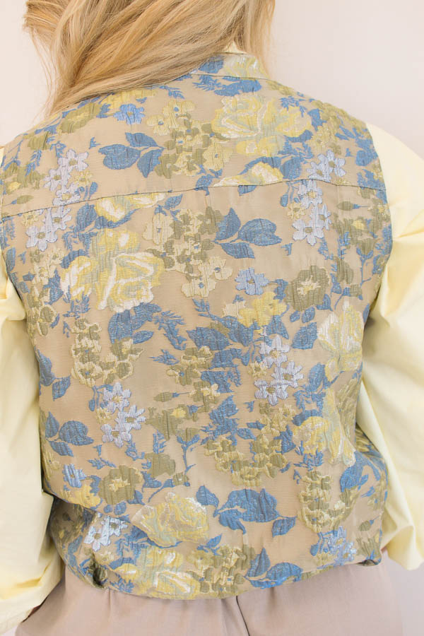 Jacquard gilet print blauw - Afbeelding 3