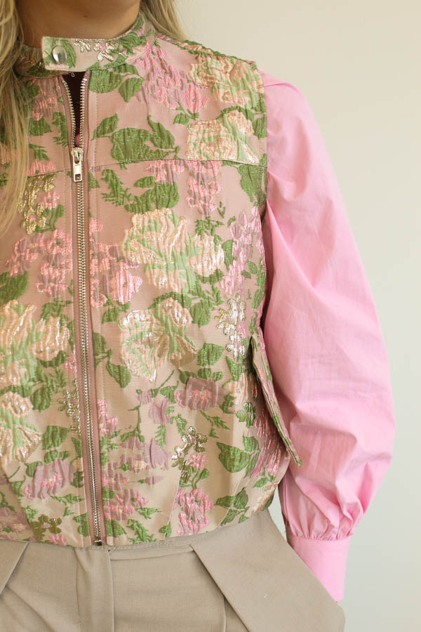 Jacquard gilet print roze - Afbeelding 3
