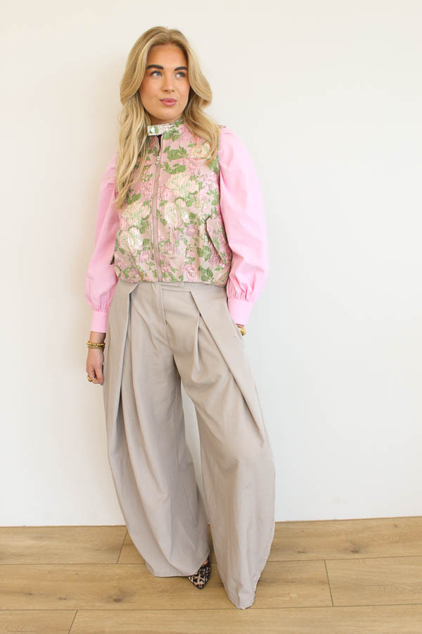 Jacquard gilet print roze - Afbeelding 2