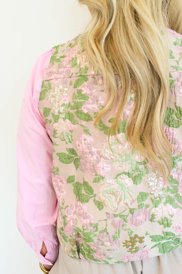 Jacquard gilet print roze - Afbeelding 4