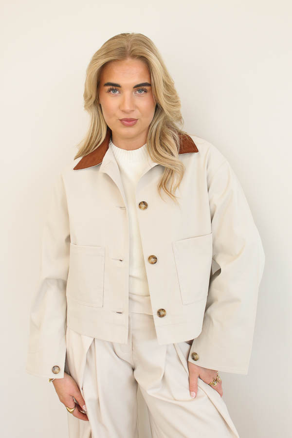 Jas corduroy kraag beige