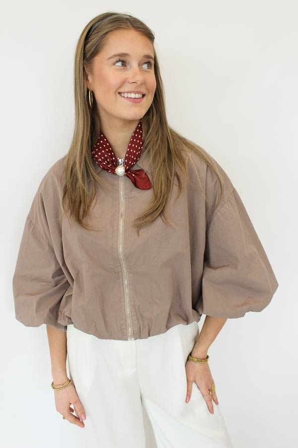 Jas korte mouw taupe | Beau