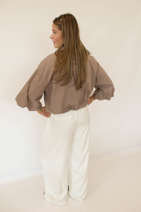 Jas korte mouw taupe | Beau - Afbeelding 3