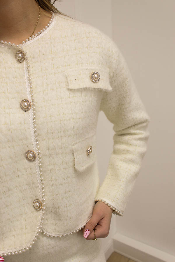Jas parels ecru | Coco - Afbeelding 3