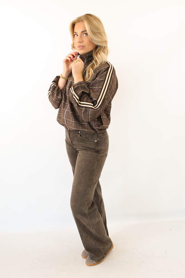 Jas ruiten bies bruin | Adelle - Afbeelding 4