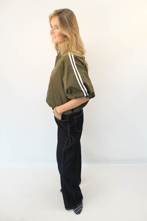 Jasje strepen khaki | Femke - Afbeelding 3