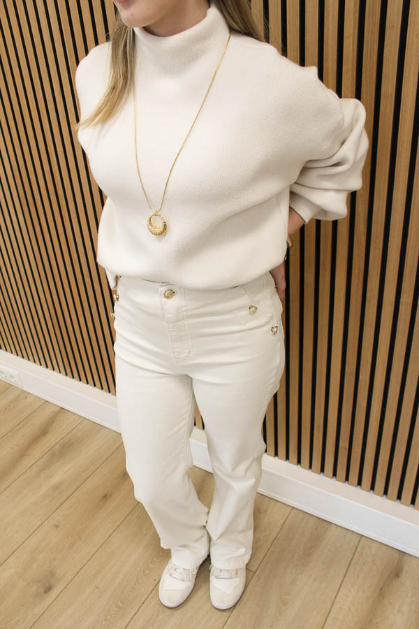 Jeans met knopen beige | Kim - Afbeelding 2