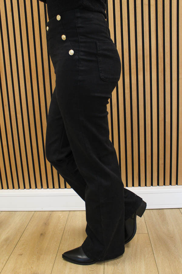 Jeans met knopen zwart | Kim - Afbeelding 3