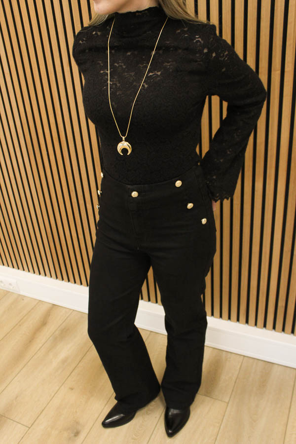 Jeans met knopen zwart | Kim - Afbeelding 2