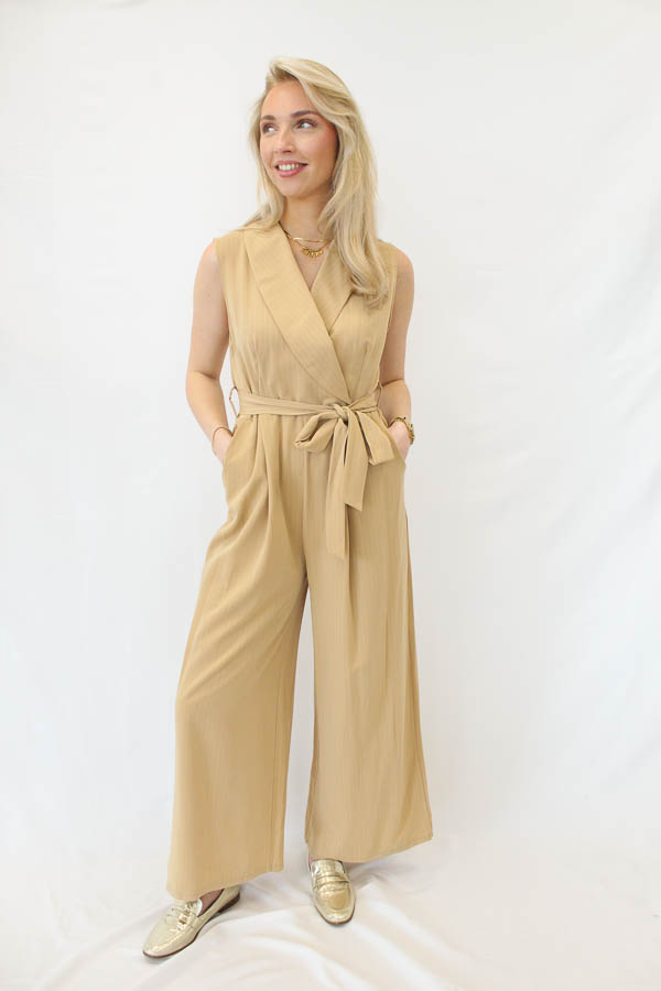 Jumpsuit strepen beige | Mia 