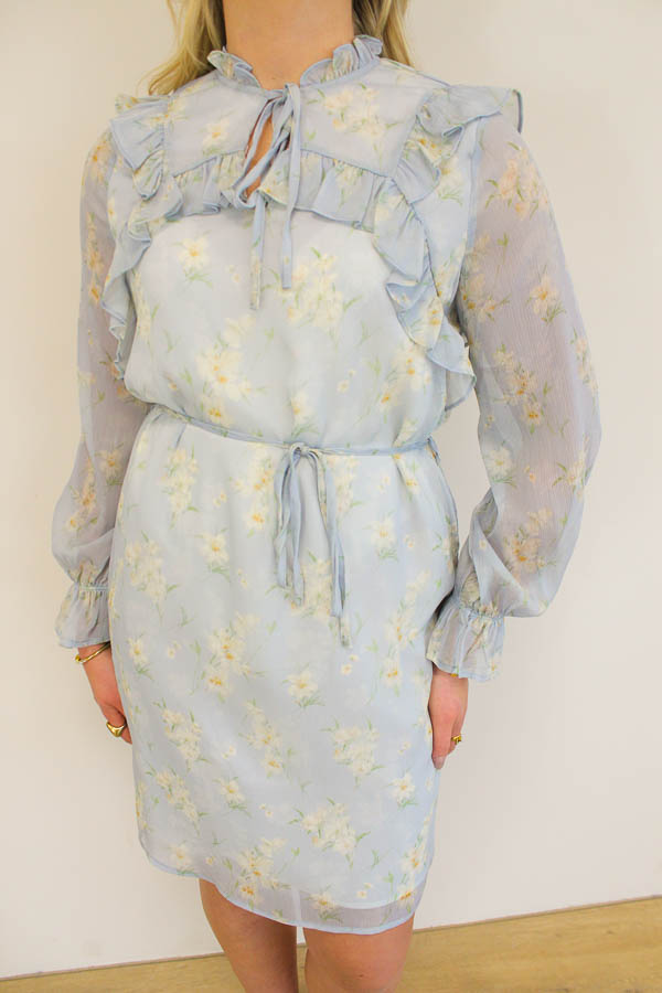 Jurk bloemenprint blauw | Rosa - Afbeelding 3