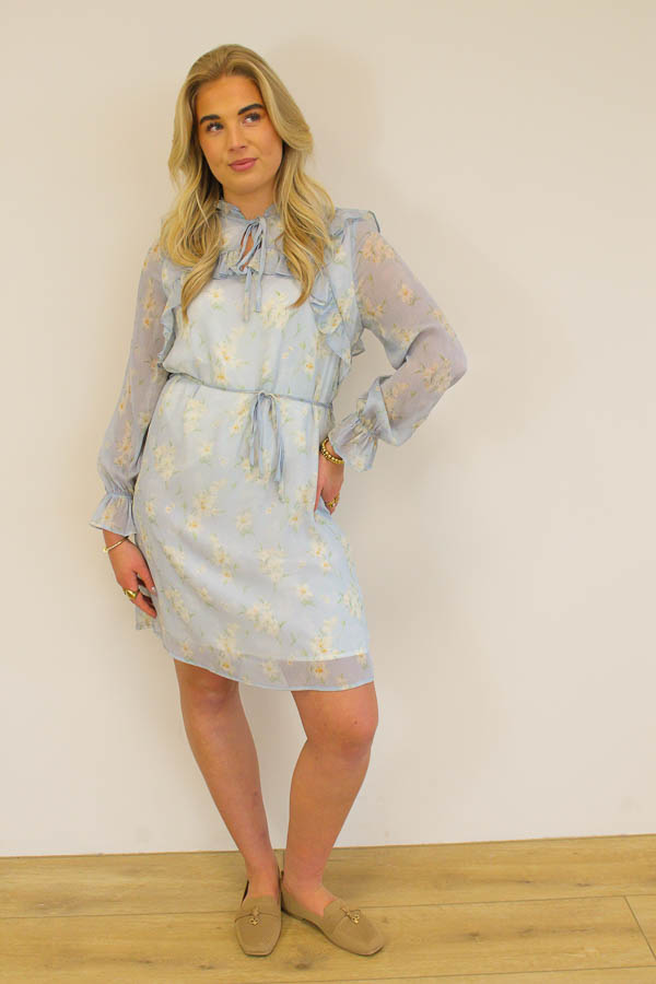 Jurk bloemenprint blauw | Rosa - Afbeelding 2