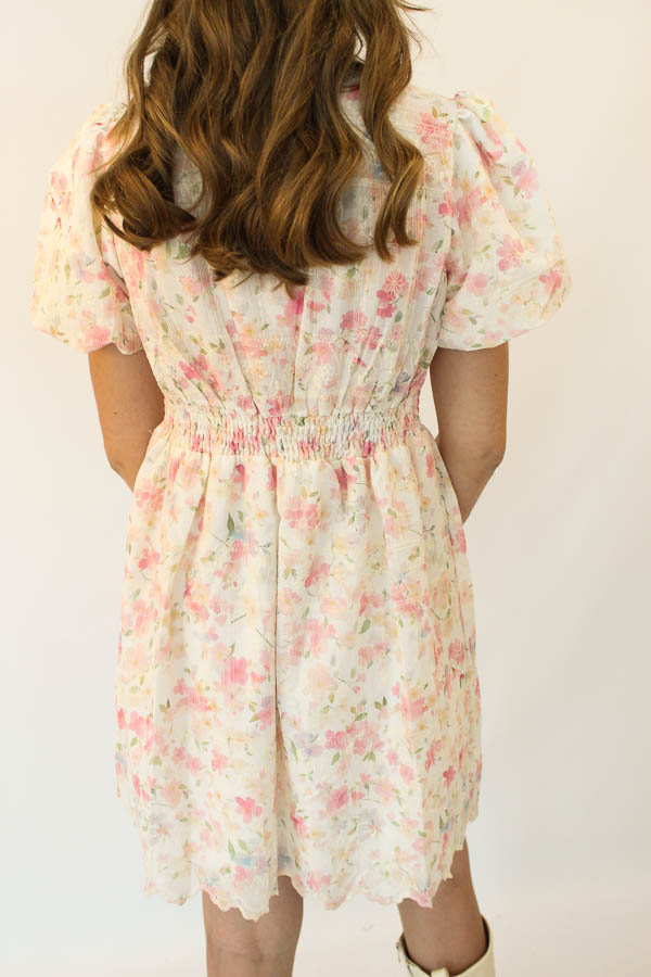 Jurk bloemenprint ecru | Lara - Afbeelding 3