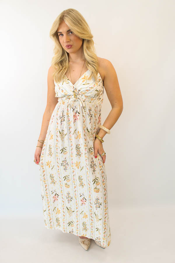 Jurk bloemenprint ecru | Liss
