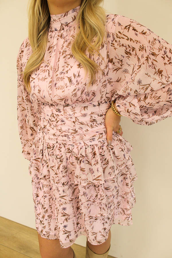 Jurk bloemenprint roze | Imre - Afbeelding 3