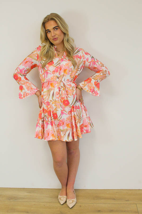 Jurk bloemenprint roze | Sofie - Afbeelding 2