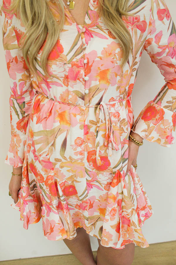 Jurk bloemenprint roze | Sofie - Afbeelding 3