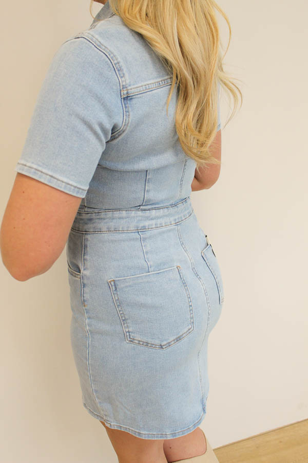 Jurk denim blauw | Noëlle - Afbeelding 4