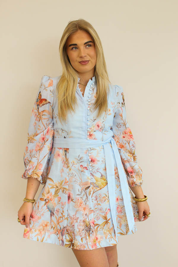 Jurk linnenlook blauw | Lynette