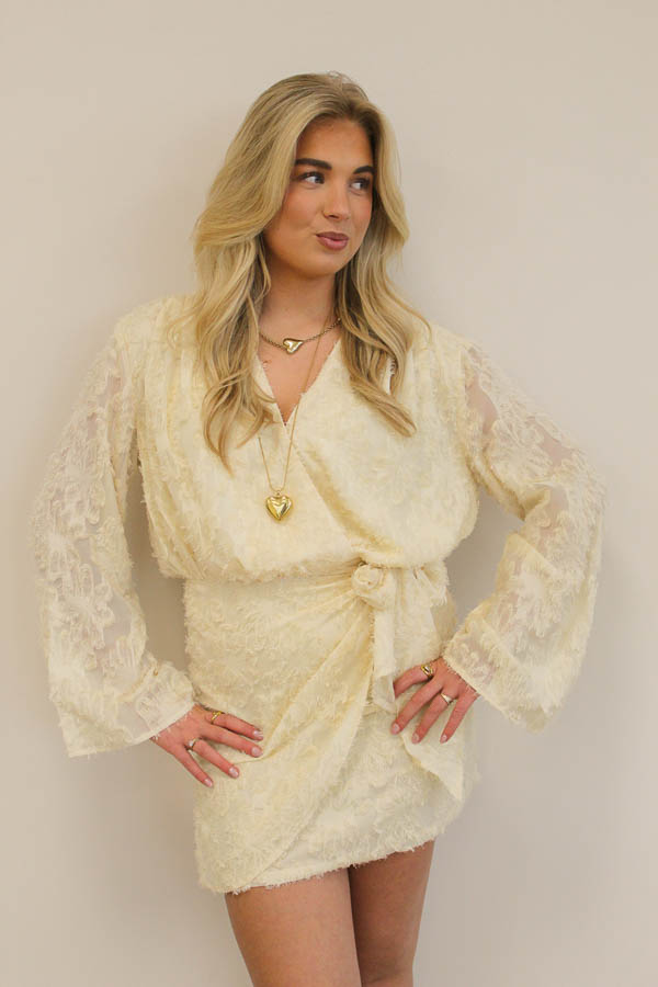 Jurk met strik beige | Caitlynn - Afbeelding 3