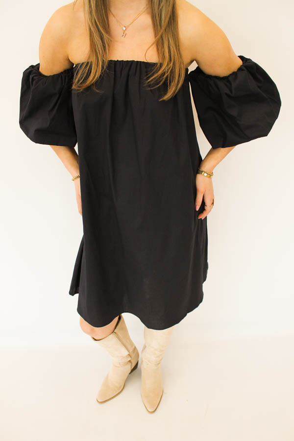 Jurk off-shoulder navy | Pien - Afbeelding 3