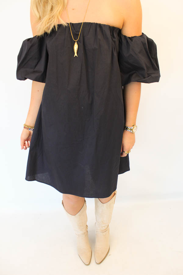 Jurk off-shoulder navy | Pien - Afbeelding 2