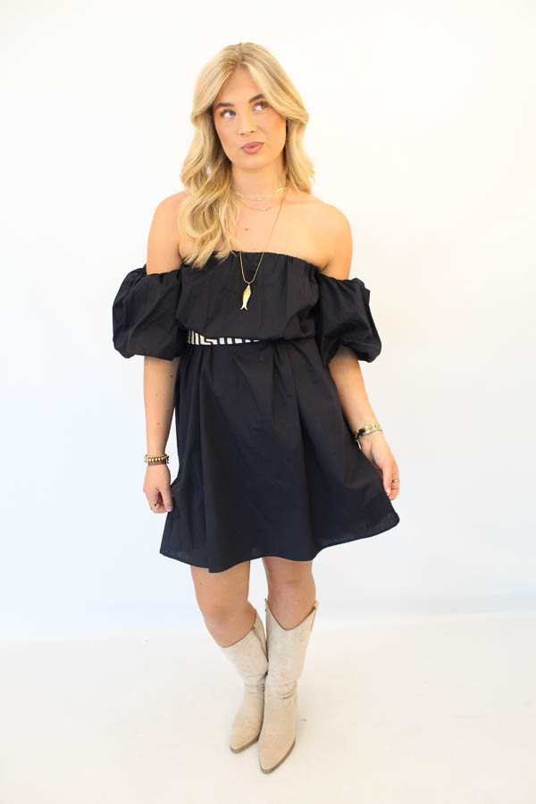 Jurk off-shoulder navy | Pien - Afbeelding 3