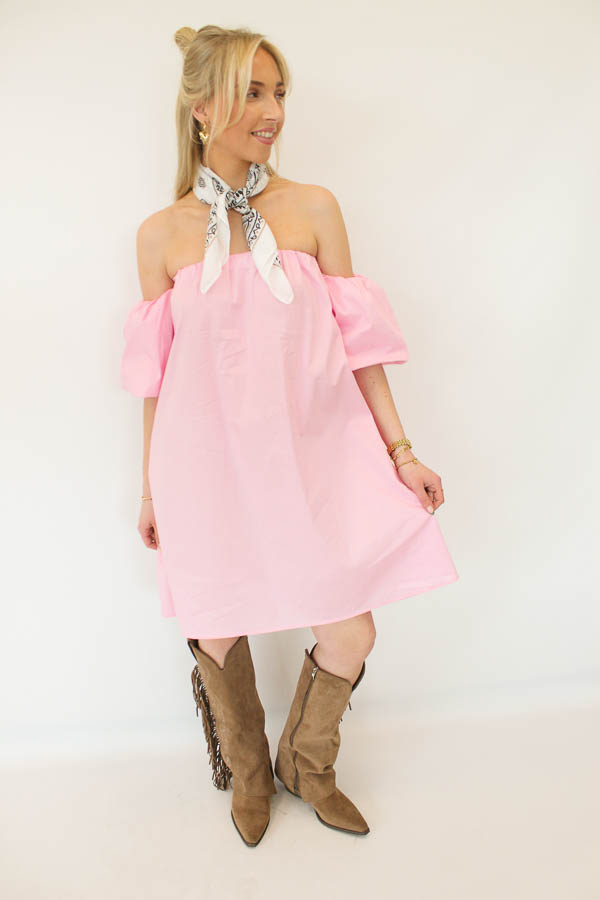 Jurk off-shoulder roze | Pien