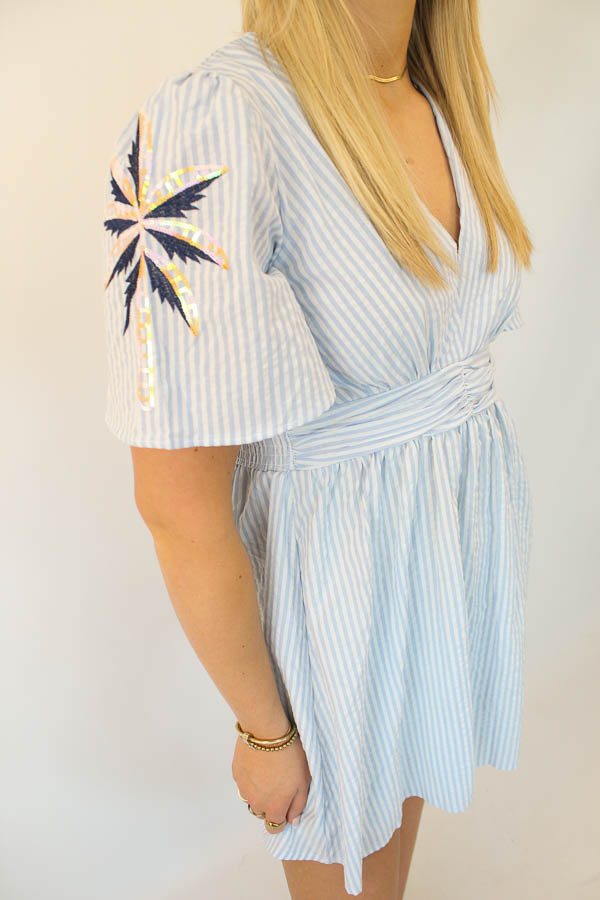 Jurk pofmouw blauw | Mia - Afbeelding 2