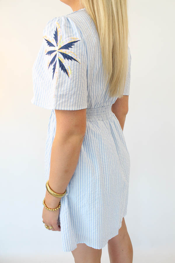 Jurk pofmouw blauw | Mia - Afbeelding 3