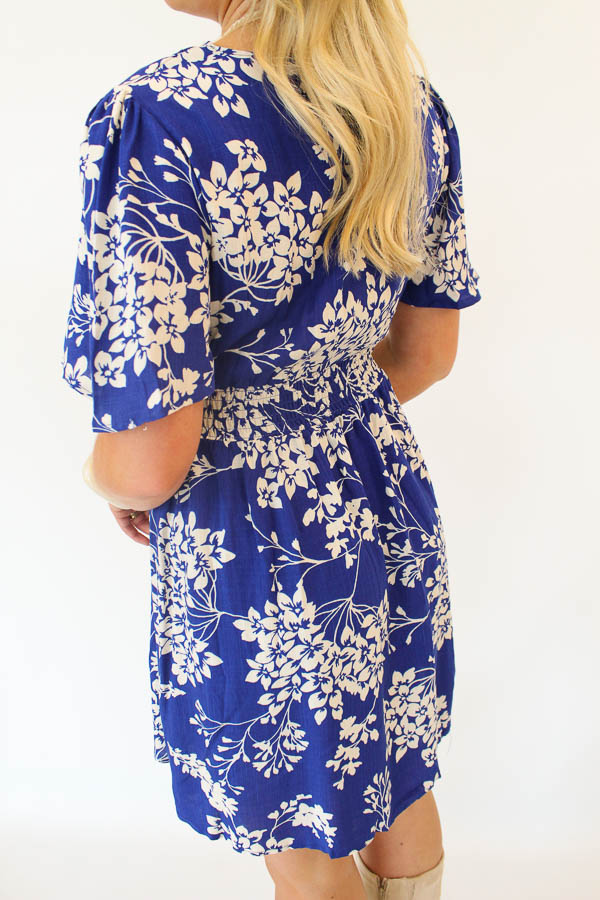 Jurk print blauw | Sera - Afbeelding 2