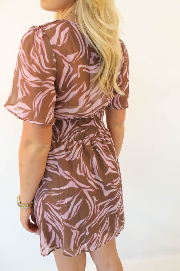 Jurk print bruin | Fenne - Afbeelding 4