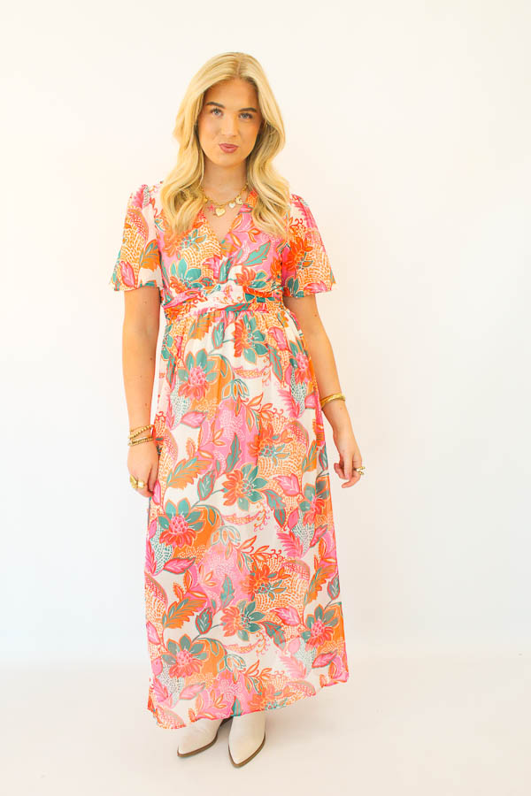 Jurk print koraal | Marel