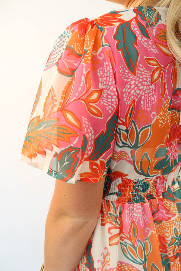 Jurk print koraal | Marel - Afbeelding 3