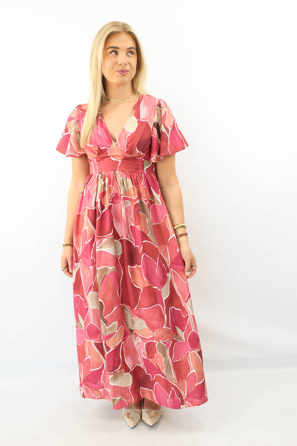 Jurk print roze | Rosalie