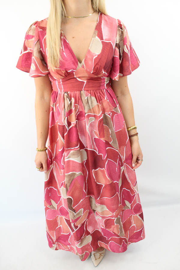 Jurk print roze | Rosalie - Afbeelding 2