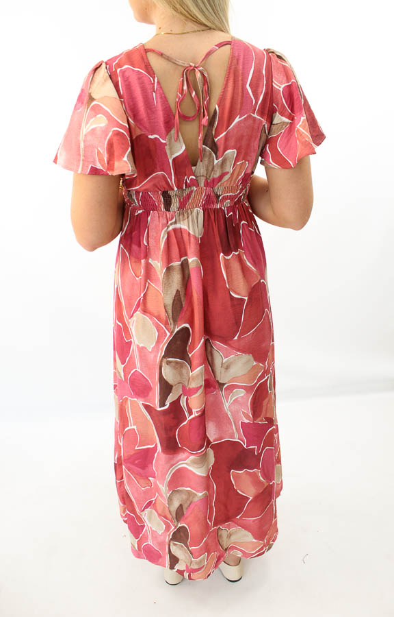 Jurk print roze | Rosalie - Afbeelding 3