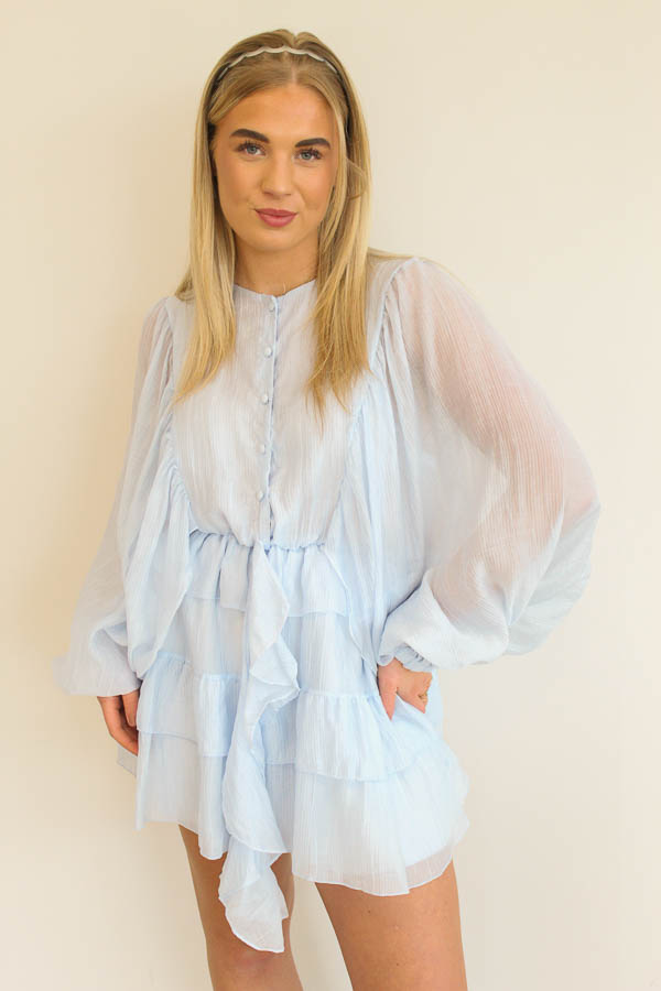 Jurk ruffels blauw | Lola