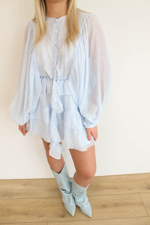 Jurk ruffels blauw | Lola - Afbeelding 2
