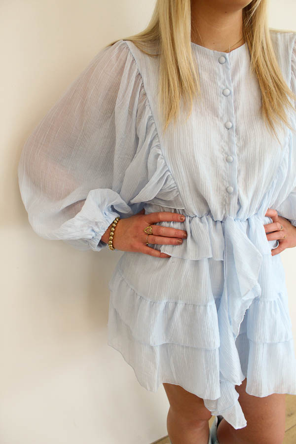 Jurk ruffels blauw | Lola - Afbeelding 3
