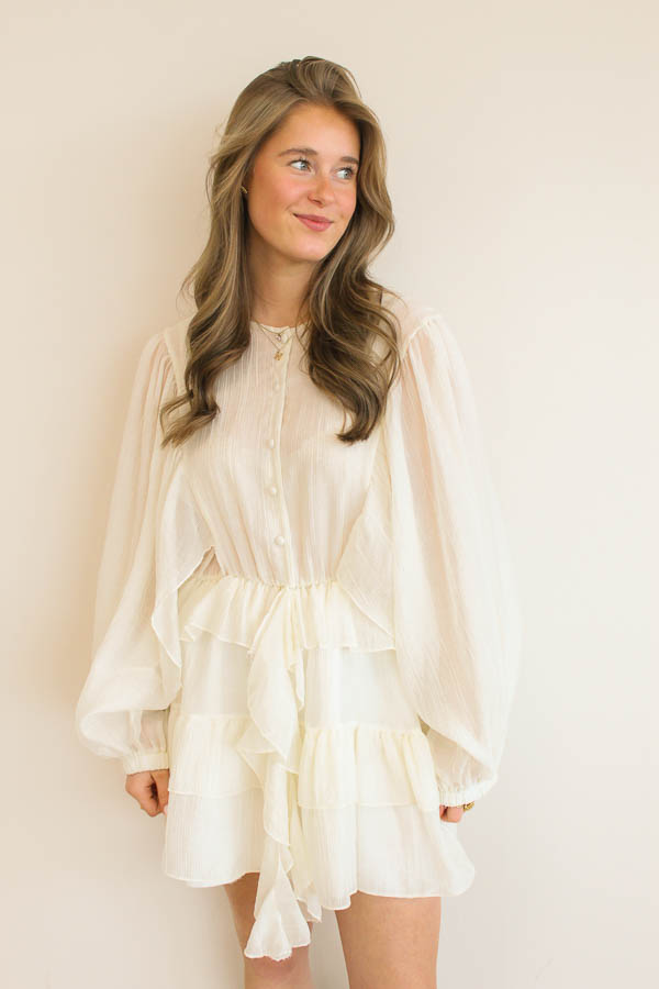 Jurk ruffels ecru | Lola