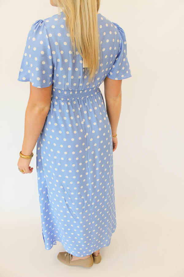 Jurk stippen blauw | Carrie - Afbeelding 2