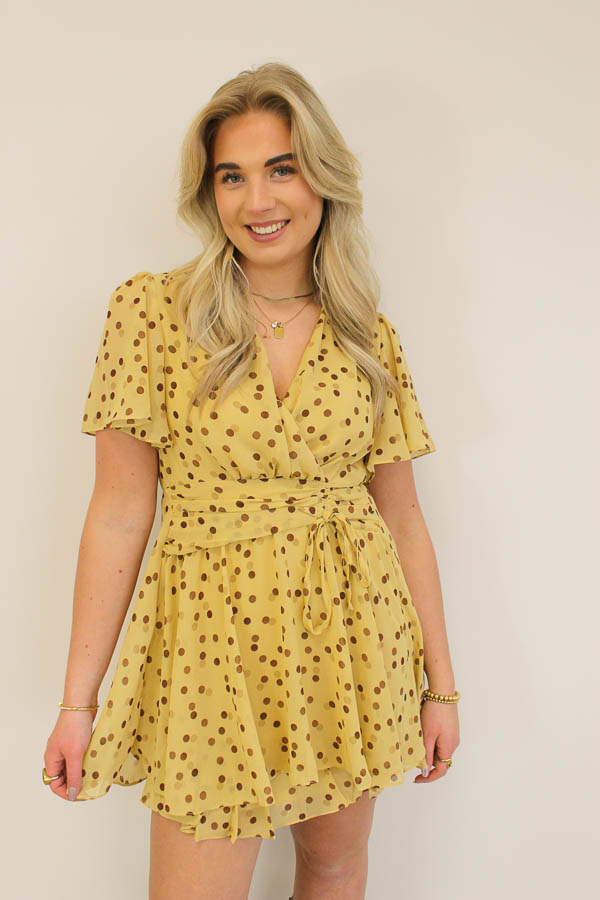 Jurk stippen geel | Honey