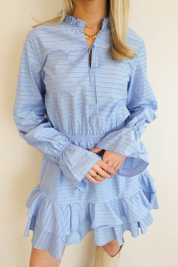 Jurk strepen blauw | Jenna - Afbeelding 2