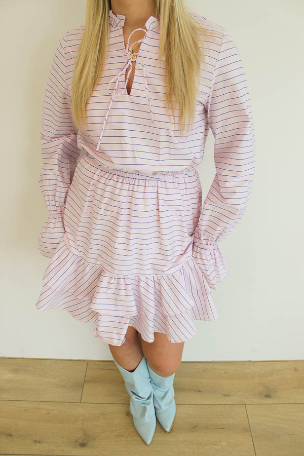 Jurk strepen roze | Jenna - Afbeelding 2
