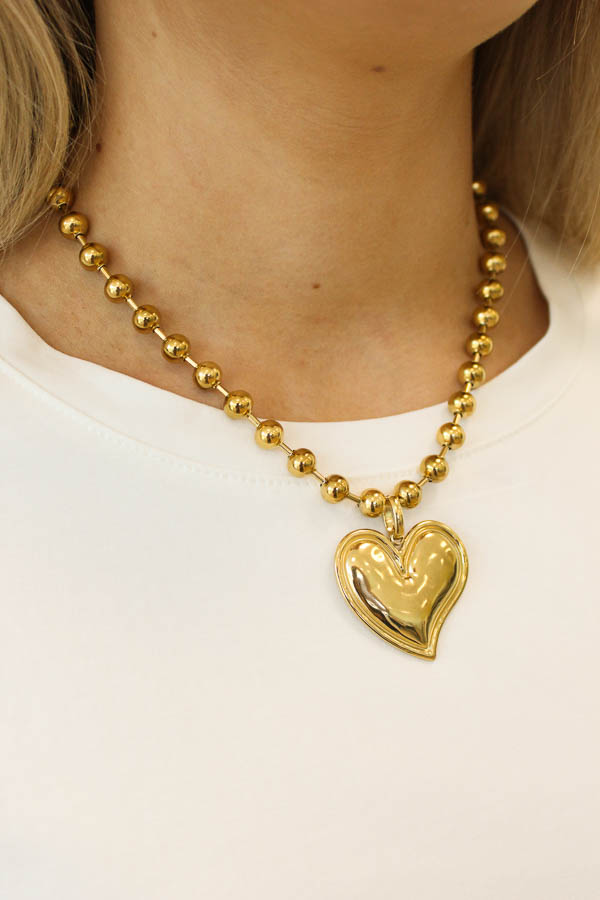 Ketting grote hart goud | Bali