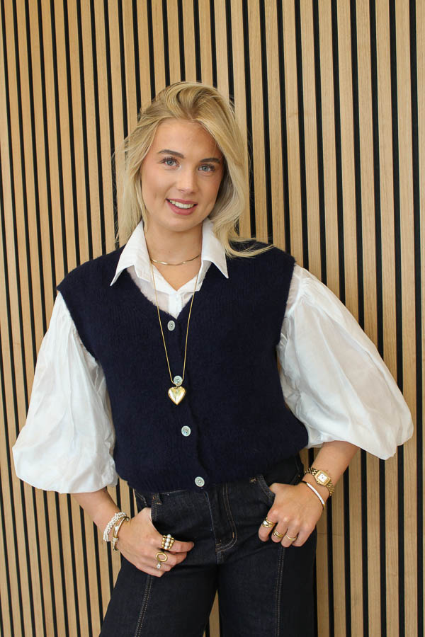 Knitted gilet navy | Melissa