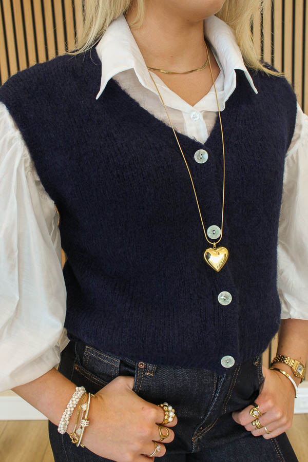 Knitted gilet navy | Melissa - Afbeelding 2