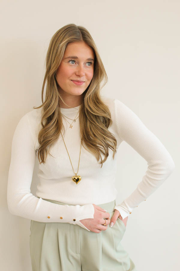 Knitted trui wit | Lena 