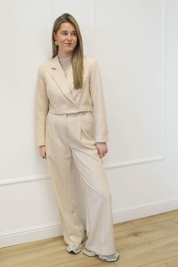 Korte blazer beige | Gina - Afbeelding 4